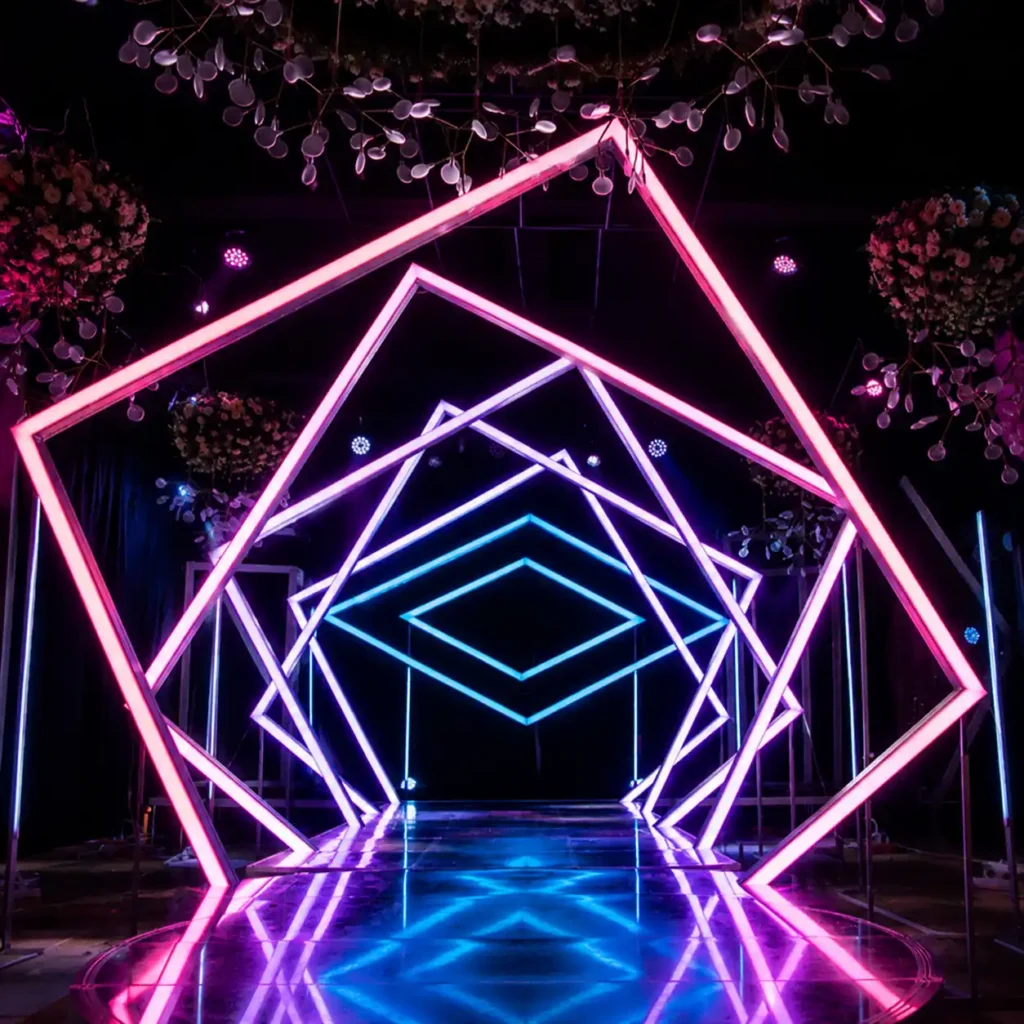 Rectangular LED arch tunnel rental for a wedding or corporate event in Hollywood, Florida