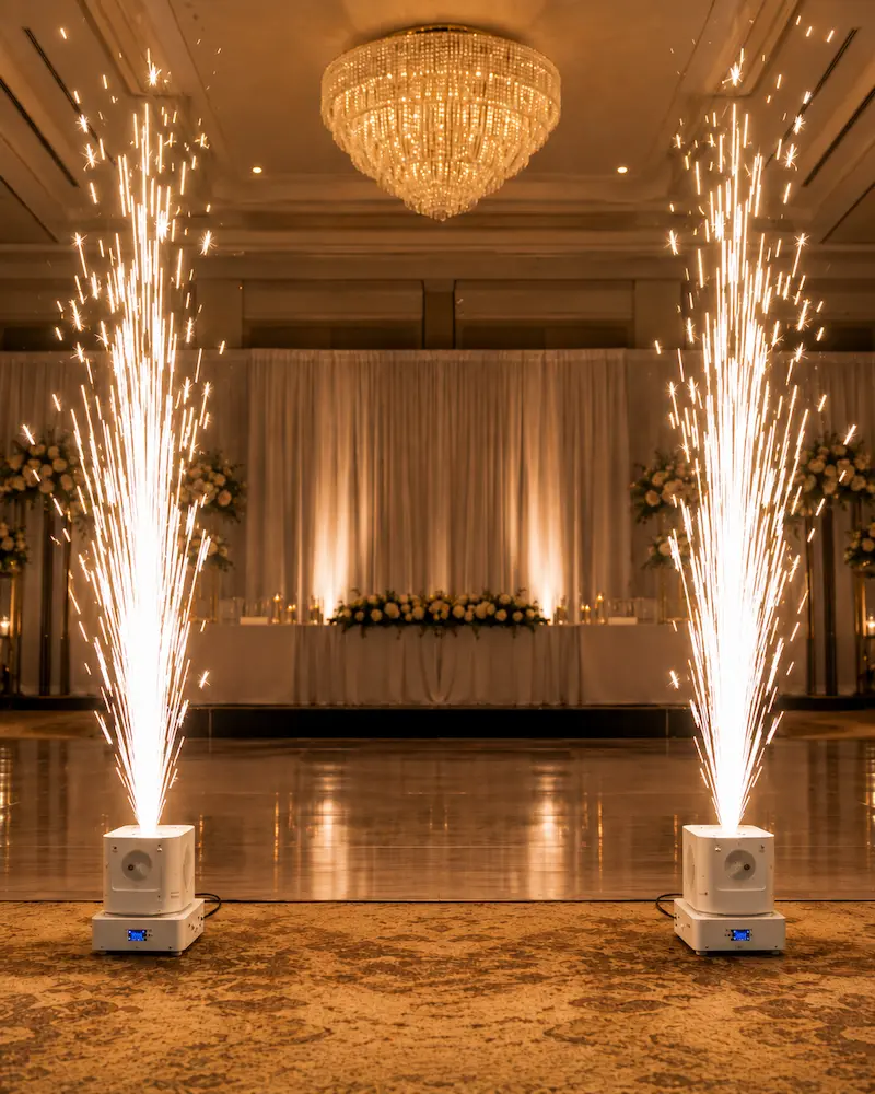Cold sparkler rental framing a wedding first dance in Miami