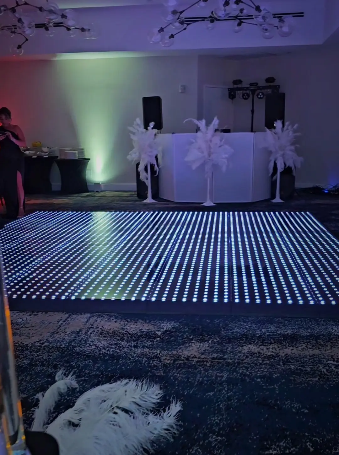 Pixel LED dance floor setup for a Bar or Bat Mitzvah celebration