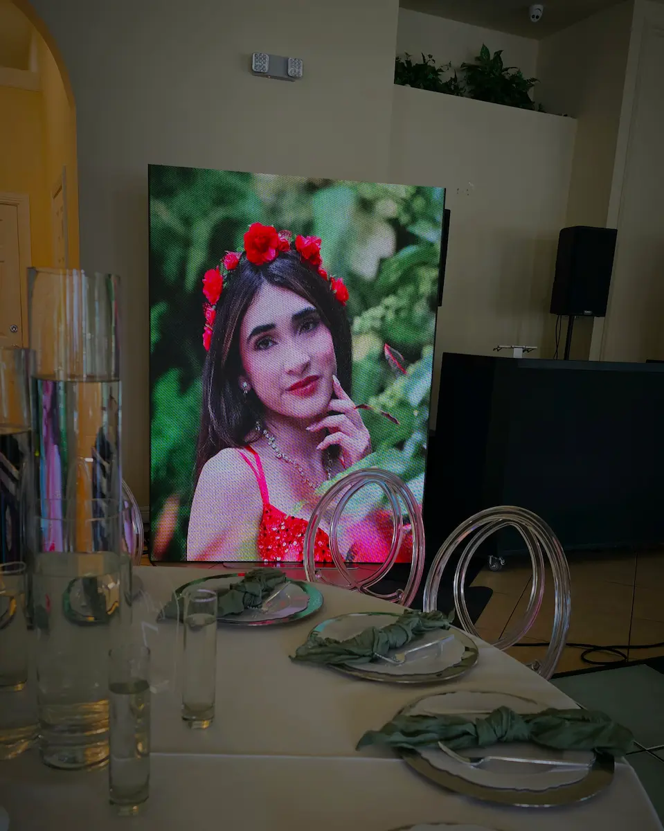 LED poster display rental in Miami with custom event graphics