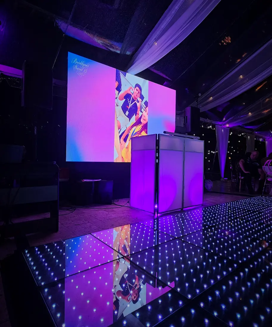Professional LED screen rental displaying event visuals at a Palm Beach venue