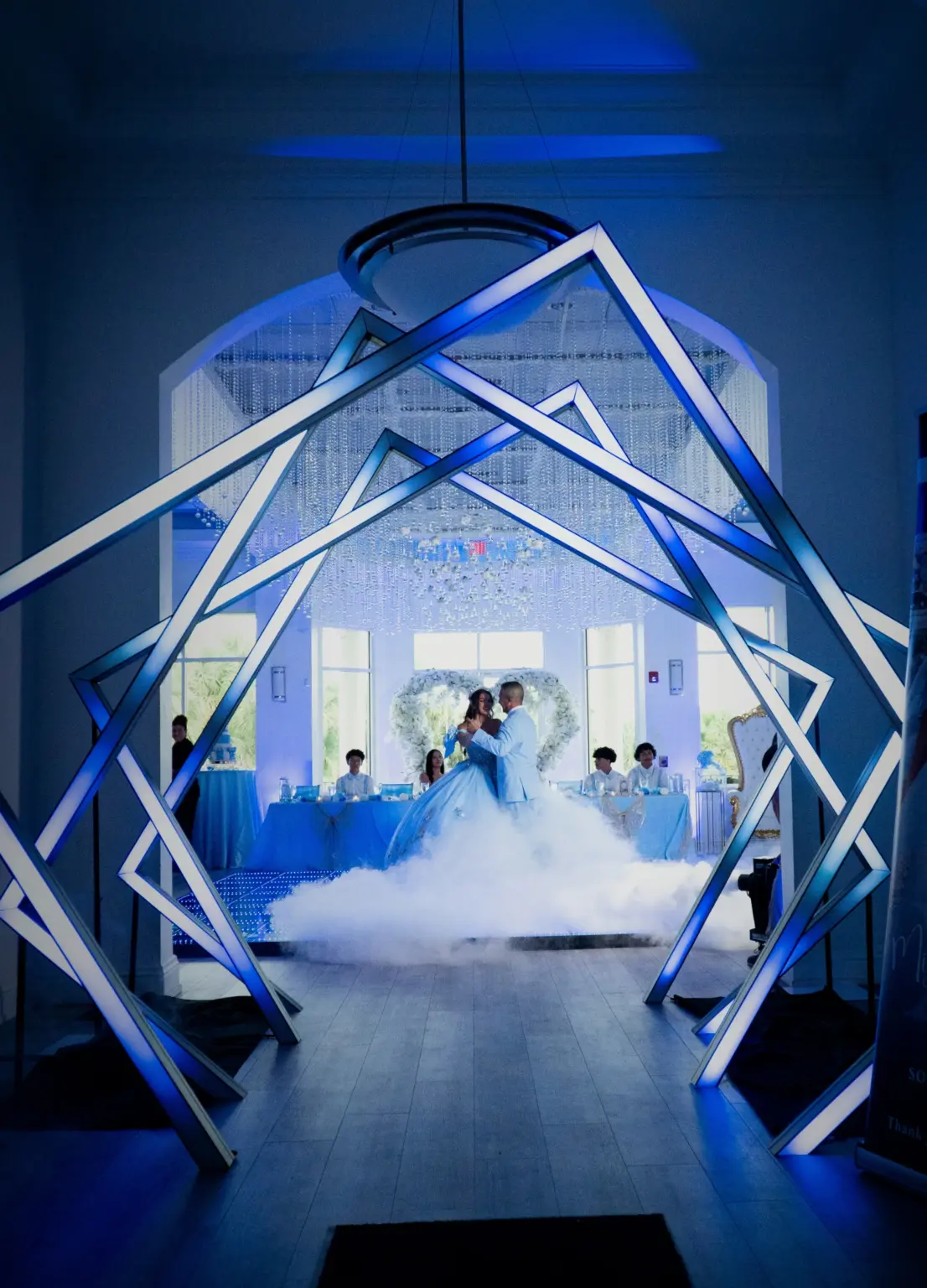 Four-row LED entrance tunnel rental for a South Florida quinceañera