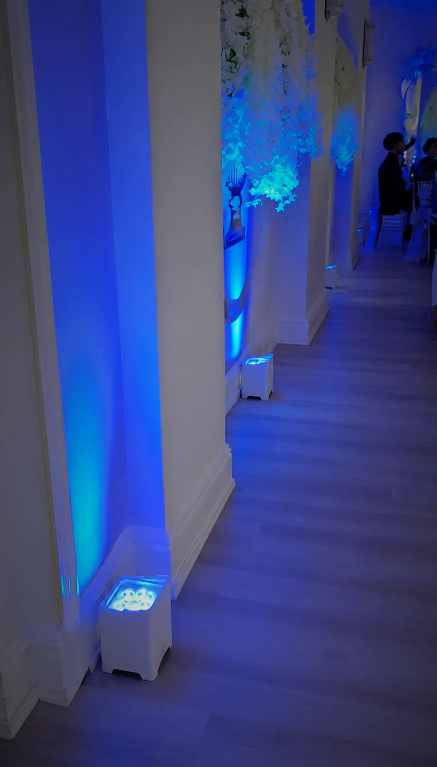 Wireless LED uplighting for a quinceañera in Broward County