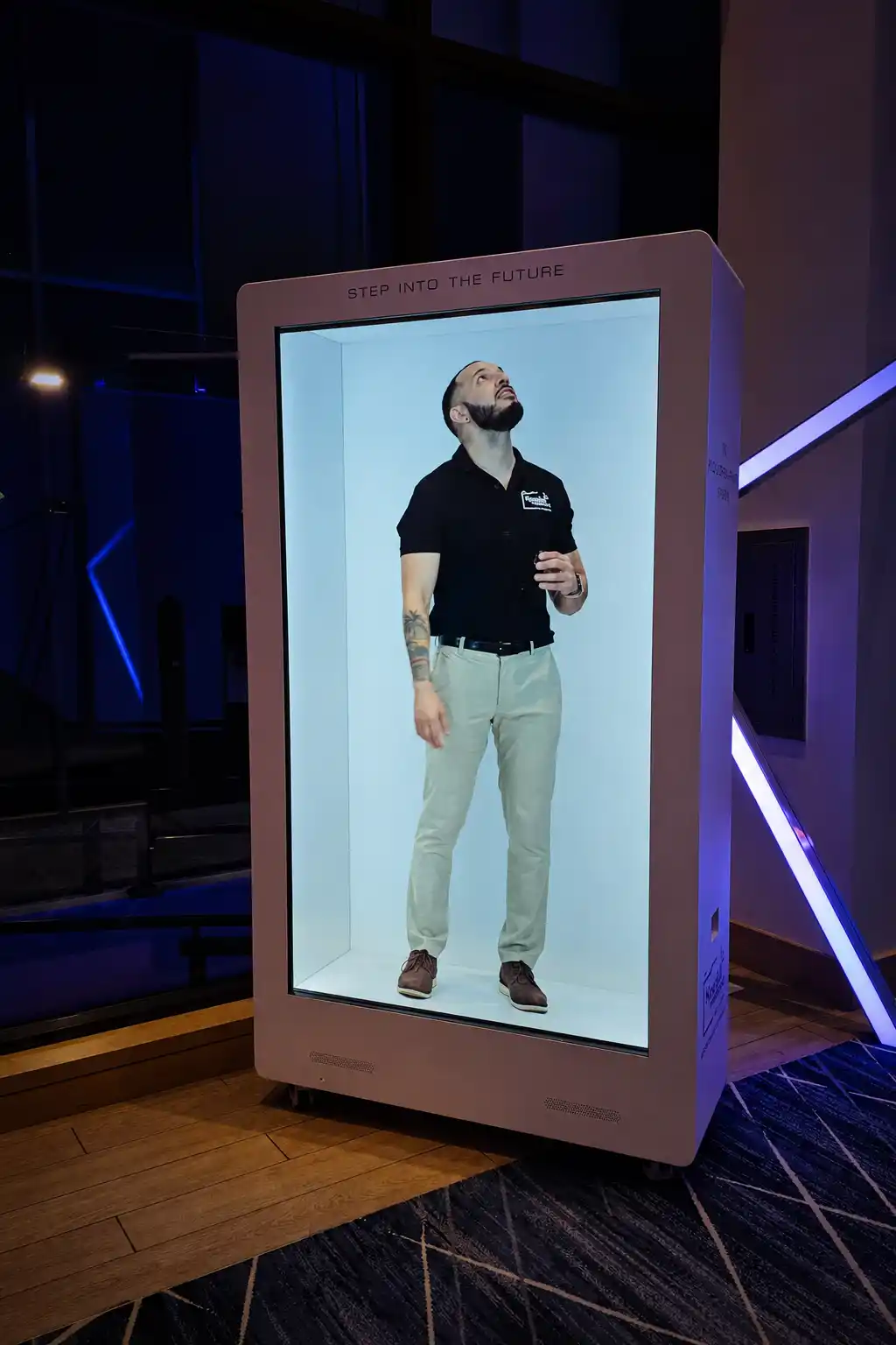 Example of the life-size holographic display used for personalized event video experiences