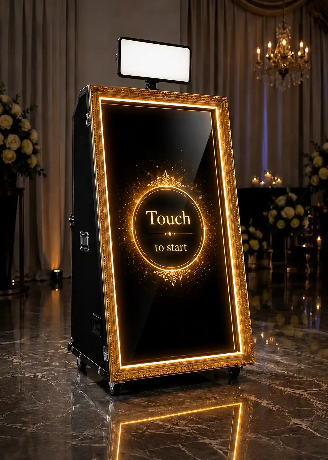 Magic Mirror photo booth rental for a Miami wedding