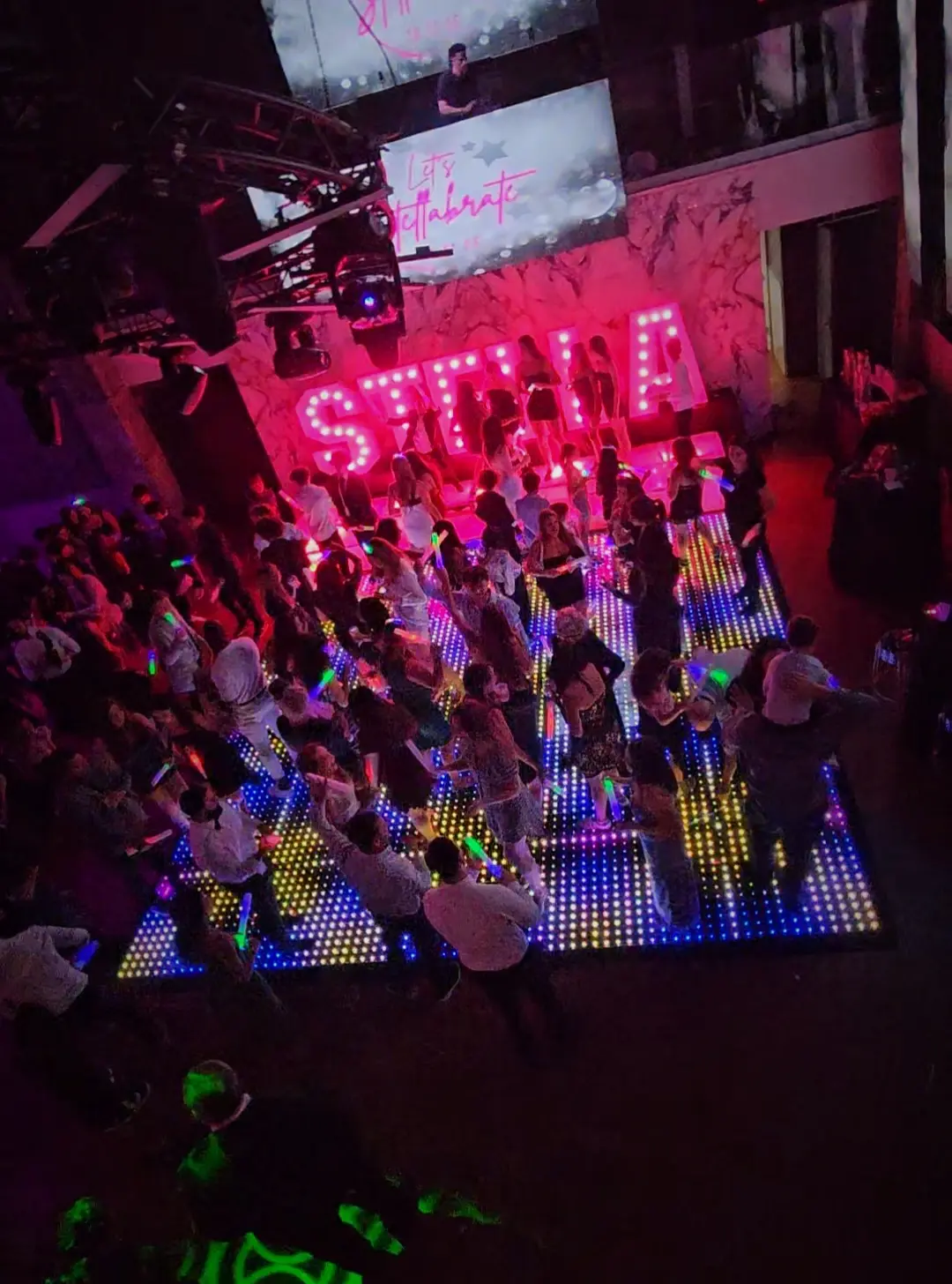 Colorful Pixel LED dance floor for a birthday party in South Florida