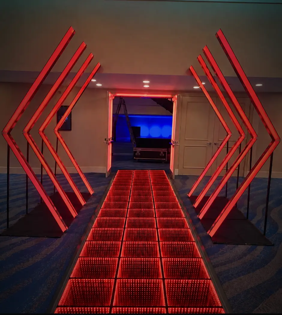 Four-row LED entrance tunnel for corporate events and company parties in South Florida