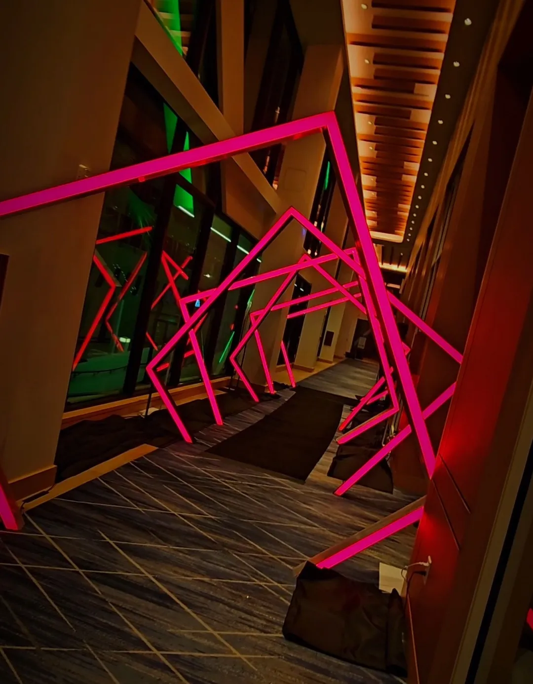 Seven illuminated LED tunnel frames used for Steve's main birthday entrance in Fort Lauderdale