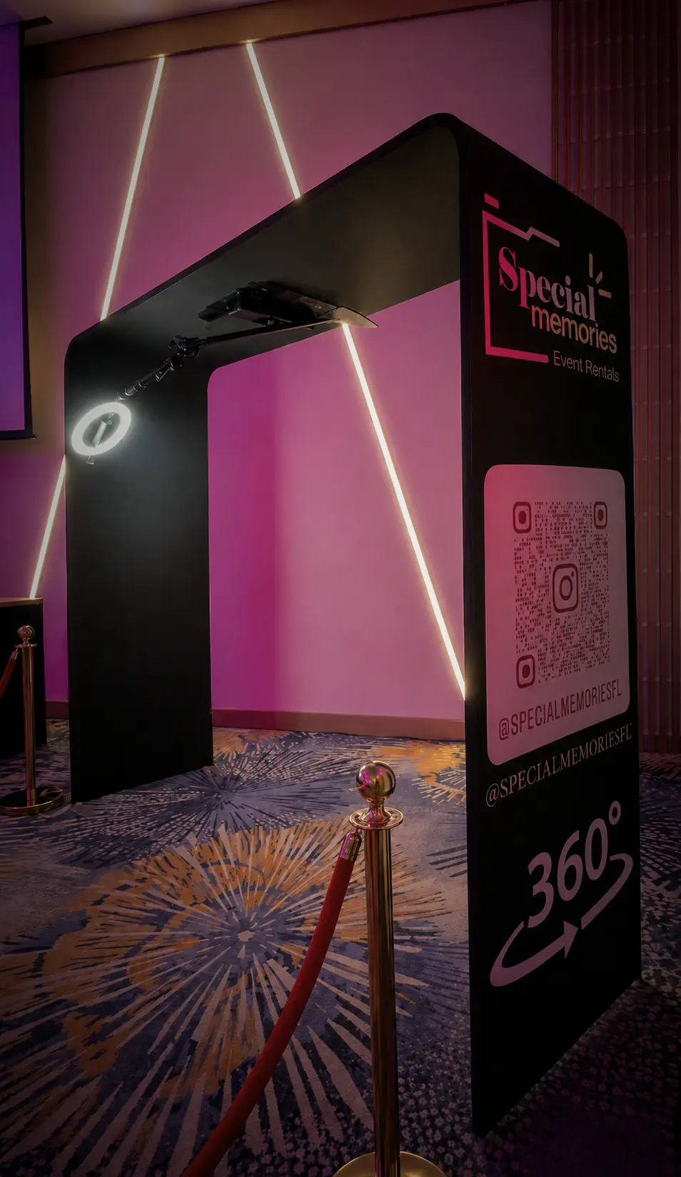 Top Spin 360 overhead camera setup without guests showing the open floor experience
