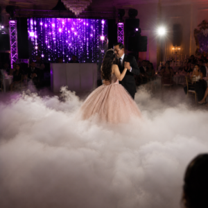 Dancing on the Clouds with cold sparklers at a Miami wedding reception