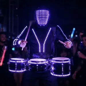 Hora Loca LED drummer entertaining guests at a celebration in South Florida.