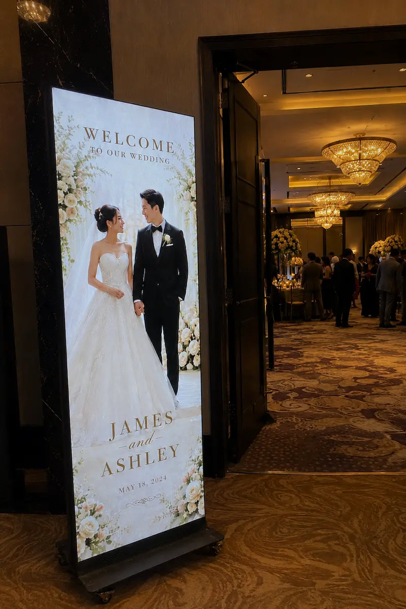 Vertical LED poster screen rental in Broward County for weddings and corporate events