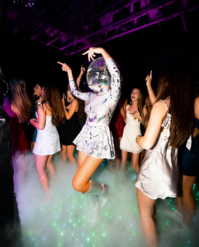 Coral Gables school dance with a light-up Pixel LED dance floor, professional dancer and low-lying fog