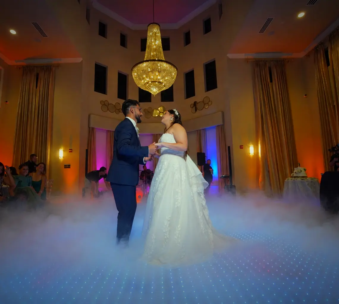20 by 18 foot Pixel LED dance floor used for a wedding at MiraLago Clubhouse in Parkland