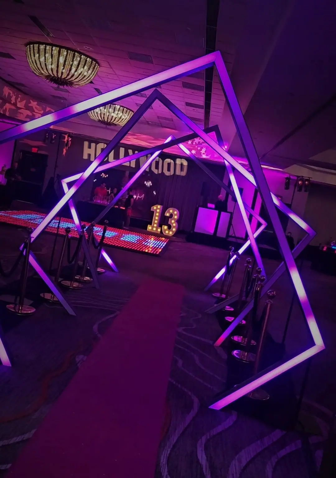 Illuminated LED entrance arches at a South Florida Bat Mitzvah
