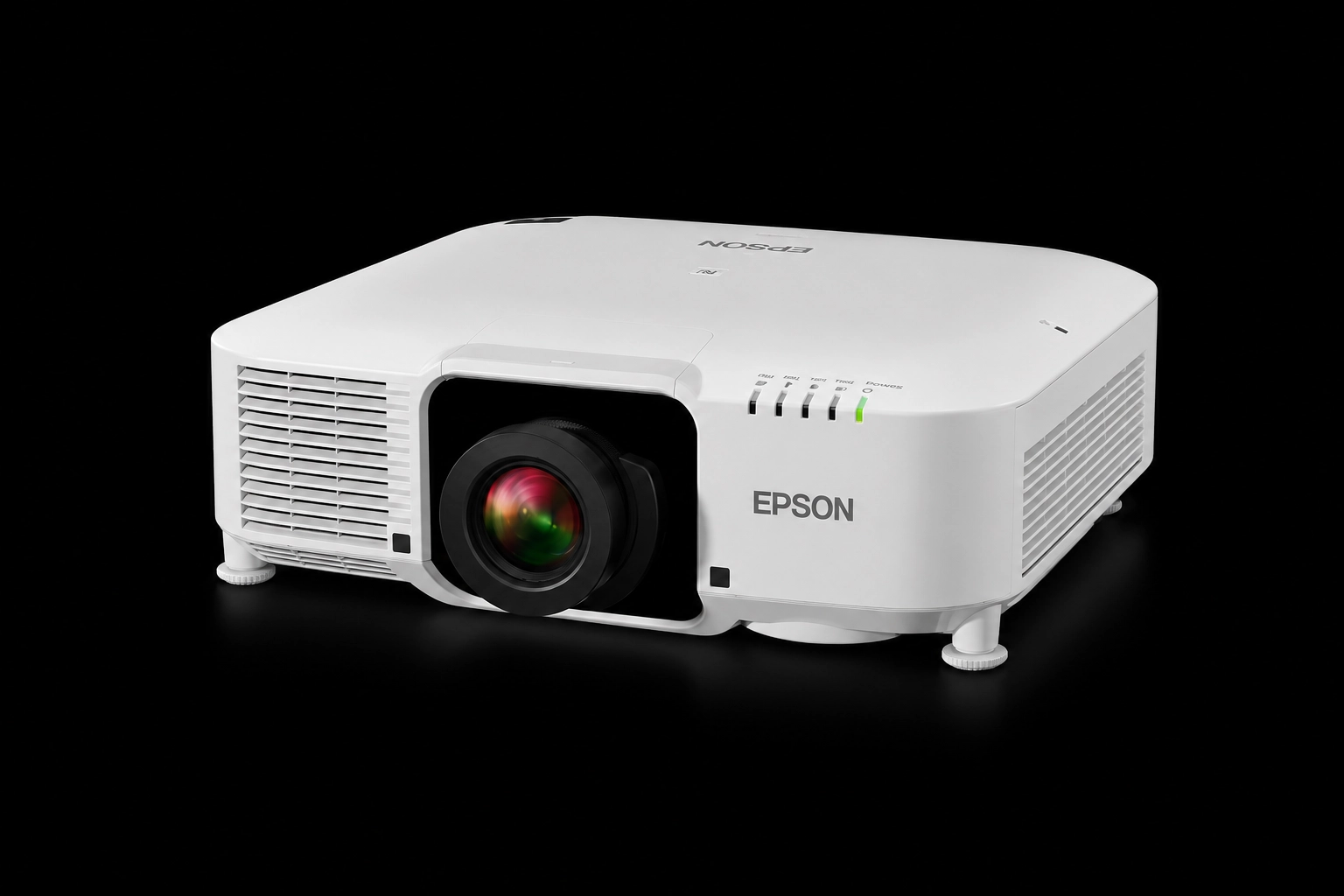 White Epson EB-PU1007W laser projector with projection lens